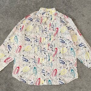 Vintage 80s Colorful Patterned Blouse